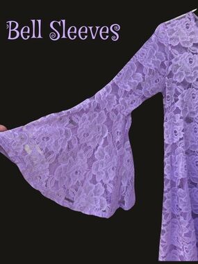 EMMA & MICHELE Rose Lace Bathing Suit Coverup Bell Sleeve Cottagecore Feminine